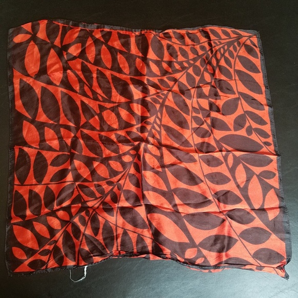 3 for $20 - Black and Orange Leaf Print Scarf - Picture 2 of 2